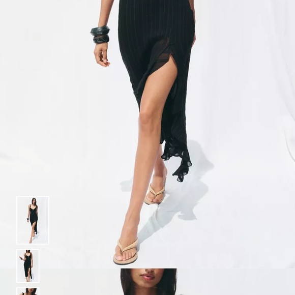 Zara Elegant Black Midi Dress with Slit - Picture 12 of 12